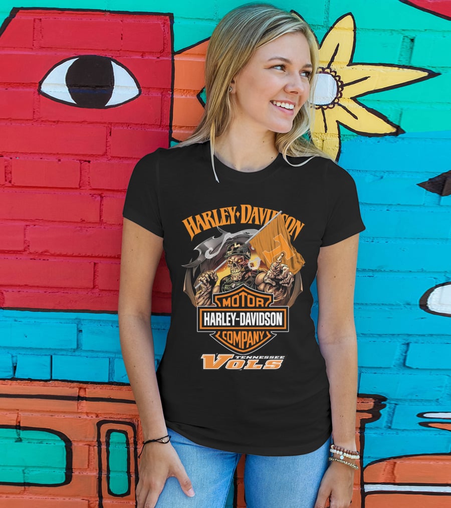 Harley Davidson Tennessee Volunteers Vols Skeleton T-Shirt
