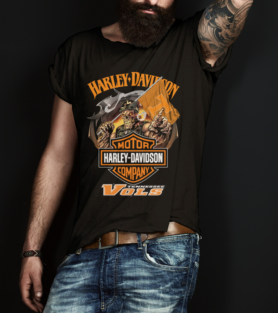 Harley Davidson Tennessee Volunteers Vols Skeleton T-Shirt