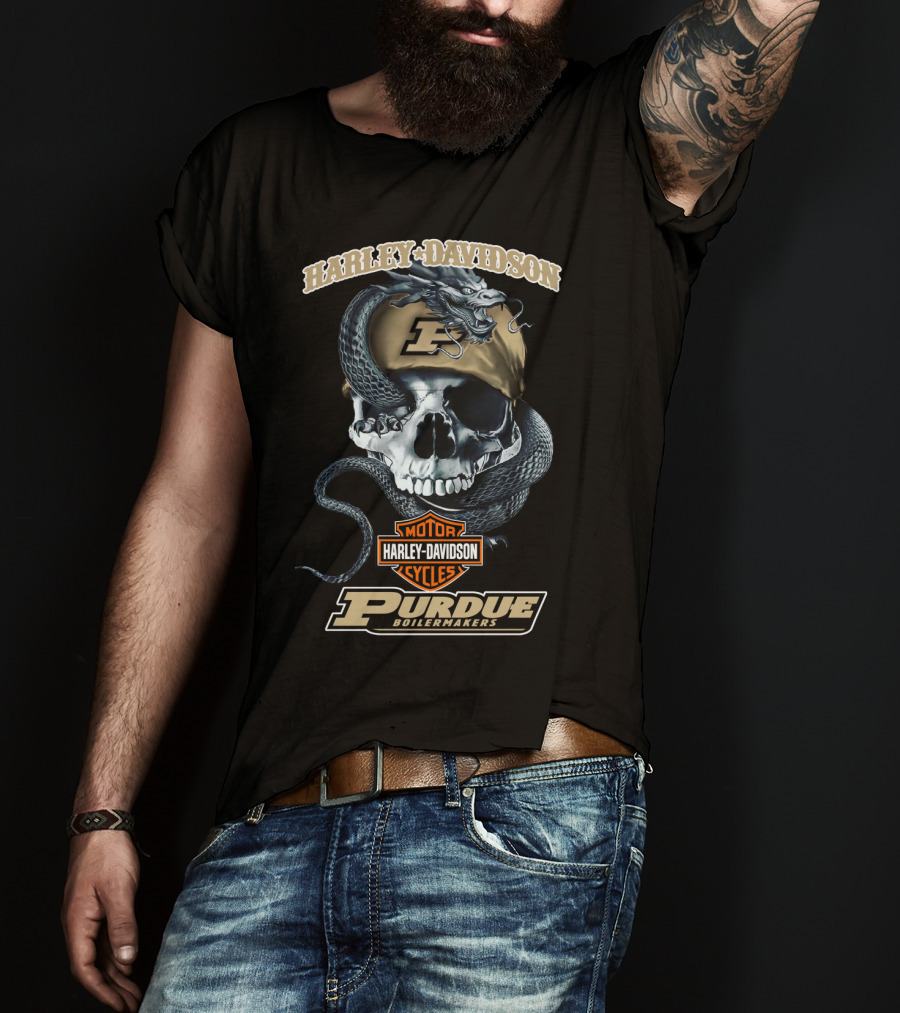 Harley Davidson Purdue Boilermakers Skull And Snake T-Shirt