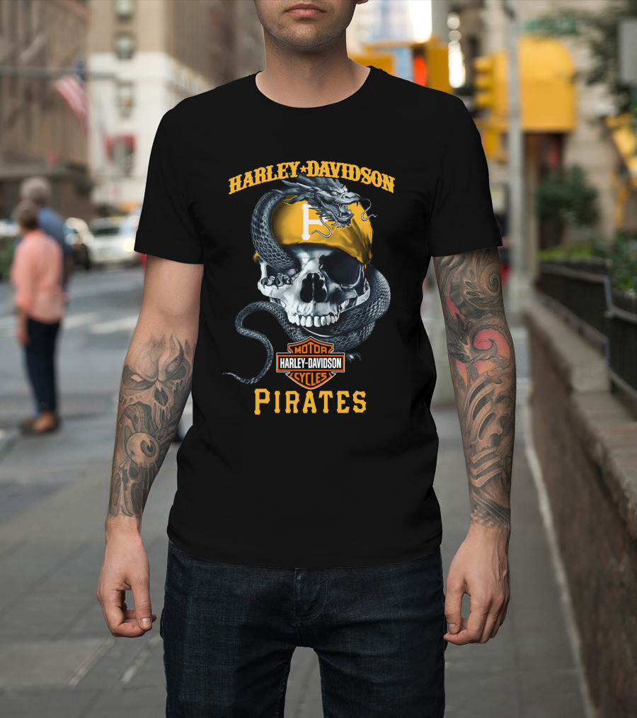 Harley Davidson Pirates Pittsburgh Skull And Snake T-Shirt