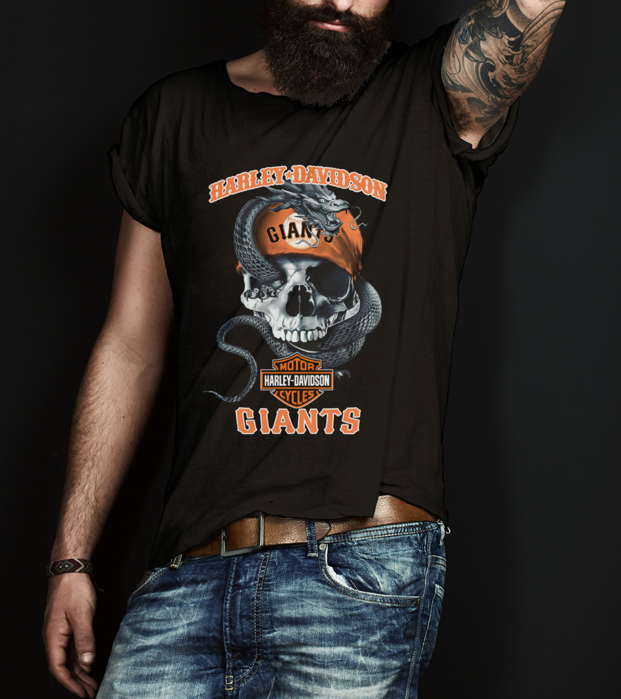 Harley Davidson San Francisco Giants Skull And Snake T-Shirt