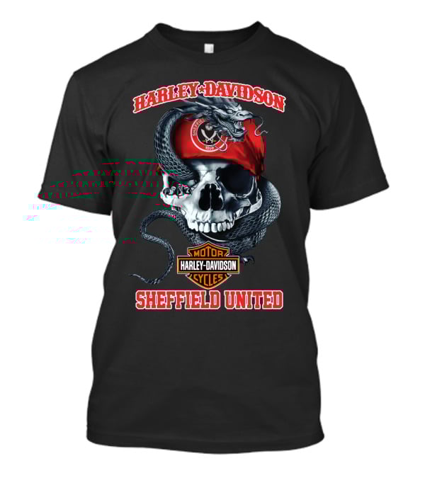 Harley Davidson Motor Cycles Skull Snake Sheffield United T-Shirt