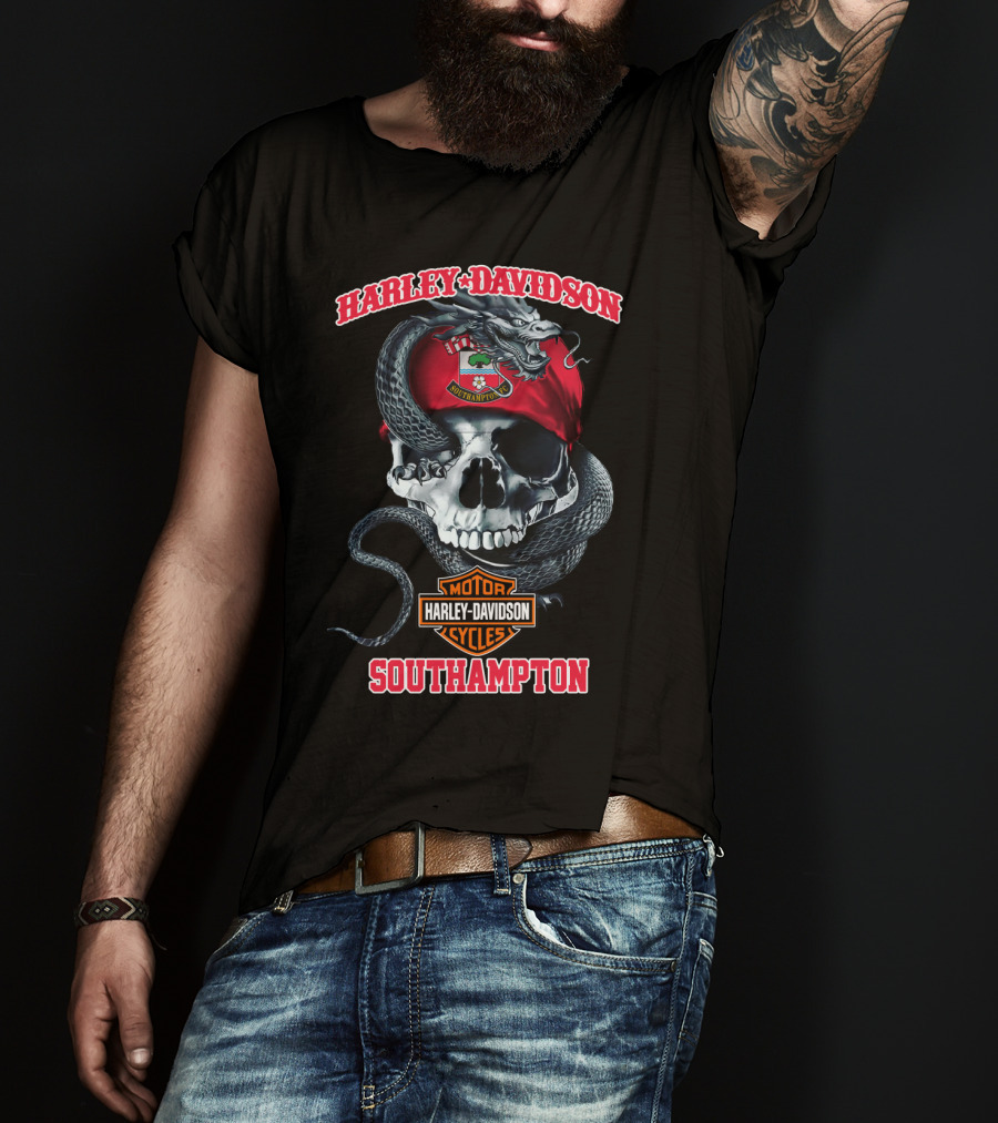 Harley Davidson Motor Cycles Skull Snake Southampton T-Shirt