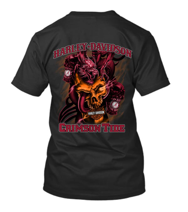 Harley Davidson Crimson Tide Alabama Cycles Skull And A T-Shirt