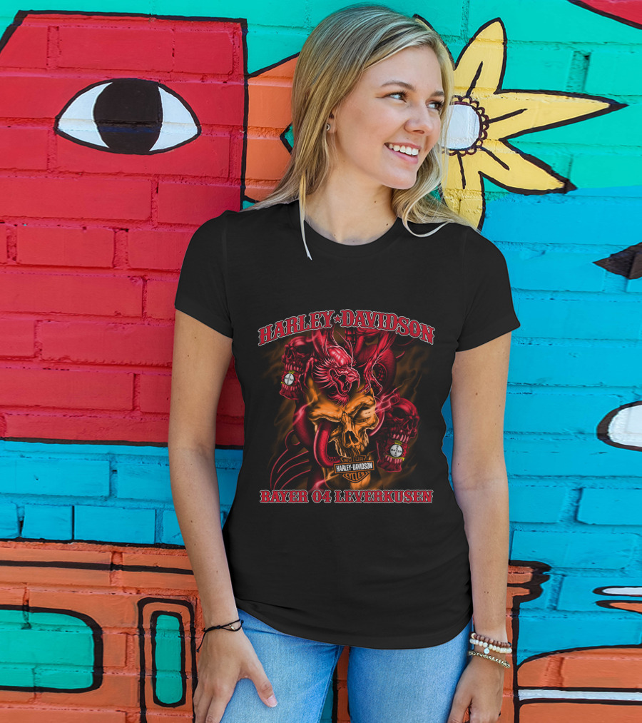 Harley Davidson Bayer 04 Leverkusen Skull Dragon T-Shirt