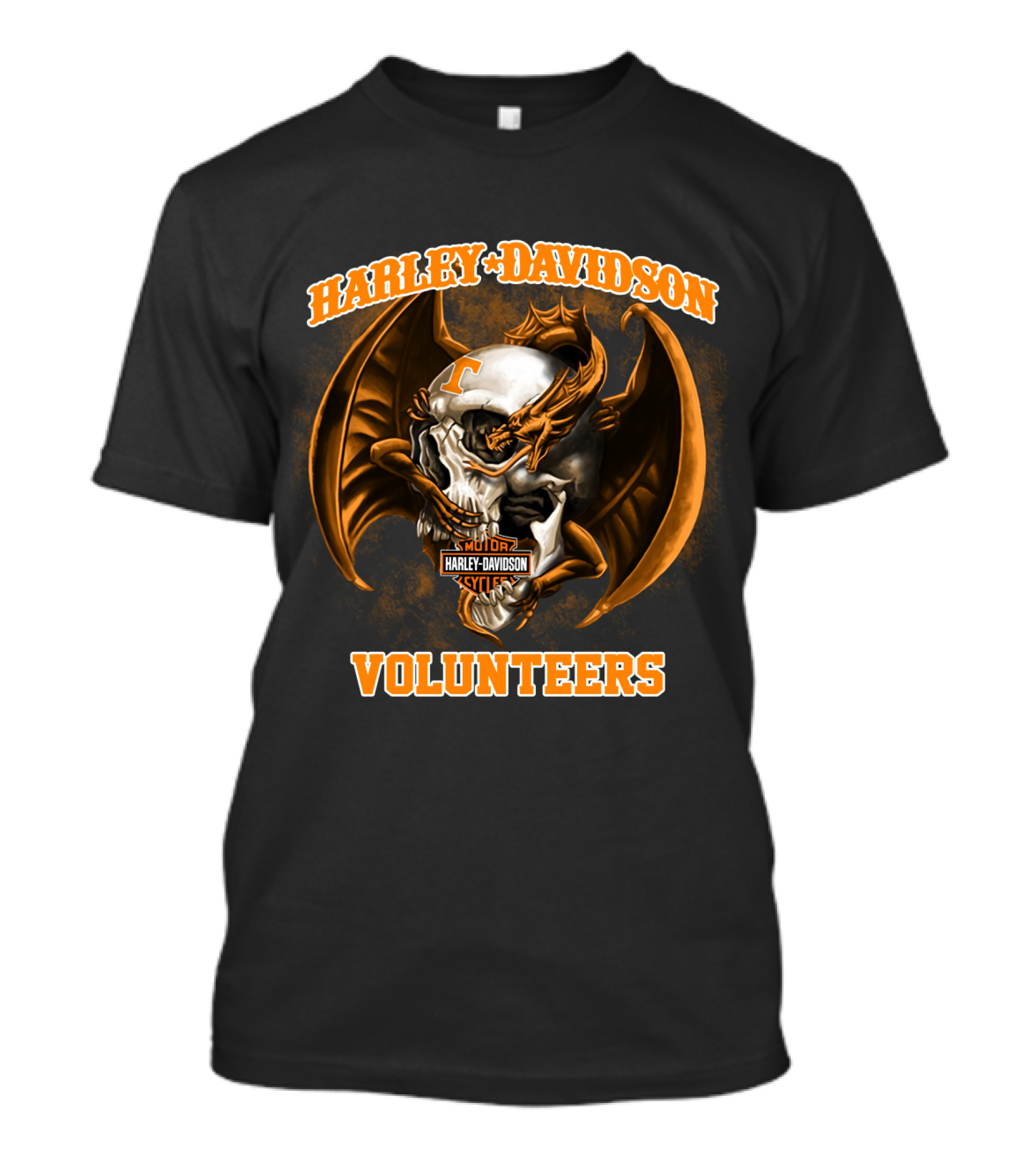 Harley Davidson Tennessee Volunteers Skull And Dragon T-Shirt