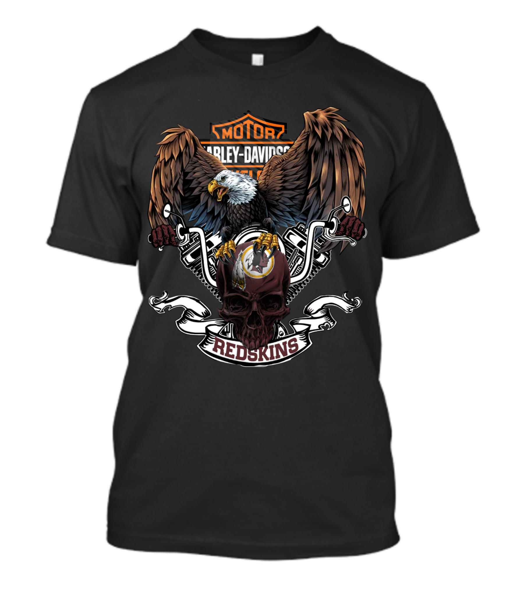 Harley Davidson Nfl Redskins Eagle Skull Motorcycles T-Shirt