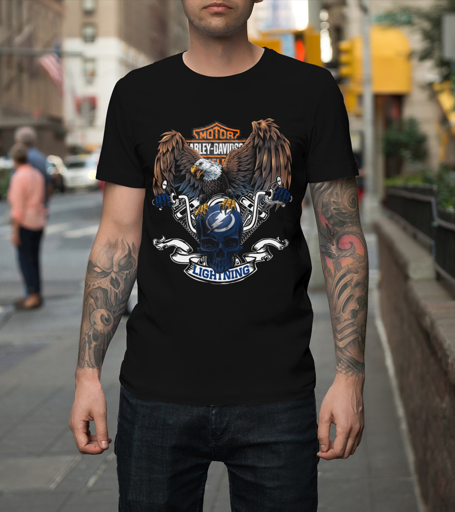 Motor Harley Davidson Eagle Tampa Bay Lightning Nhl T-Shirt