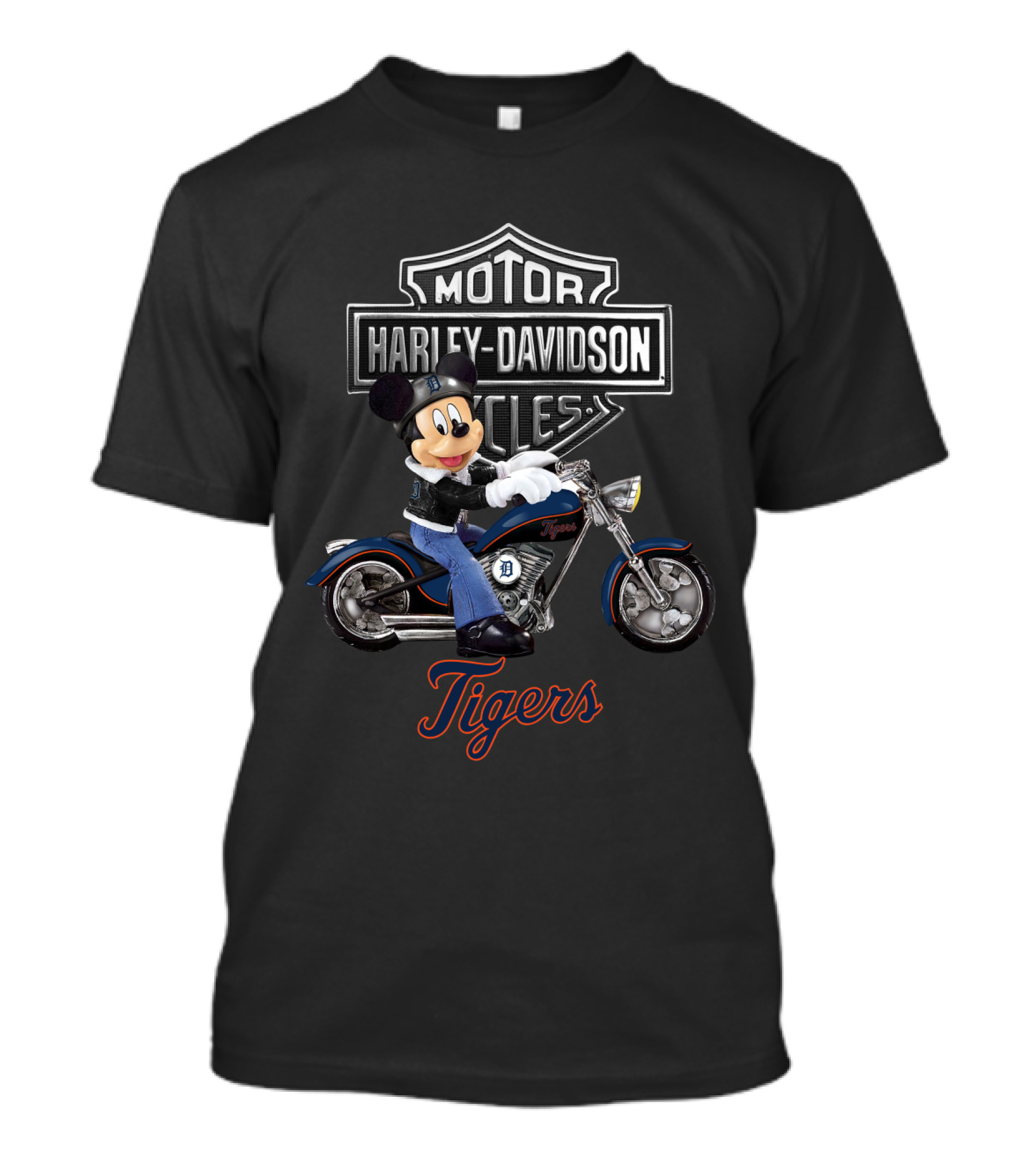 Hd Mlb Detroit Tigers Harley Davidson Mickey Riding Motorcycle T-Shirt