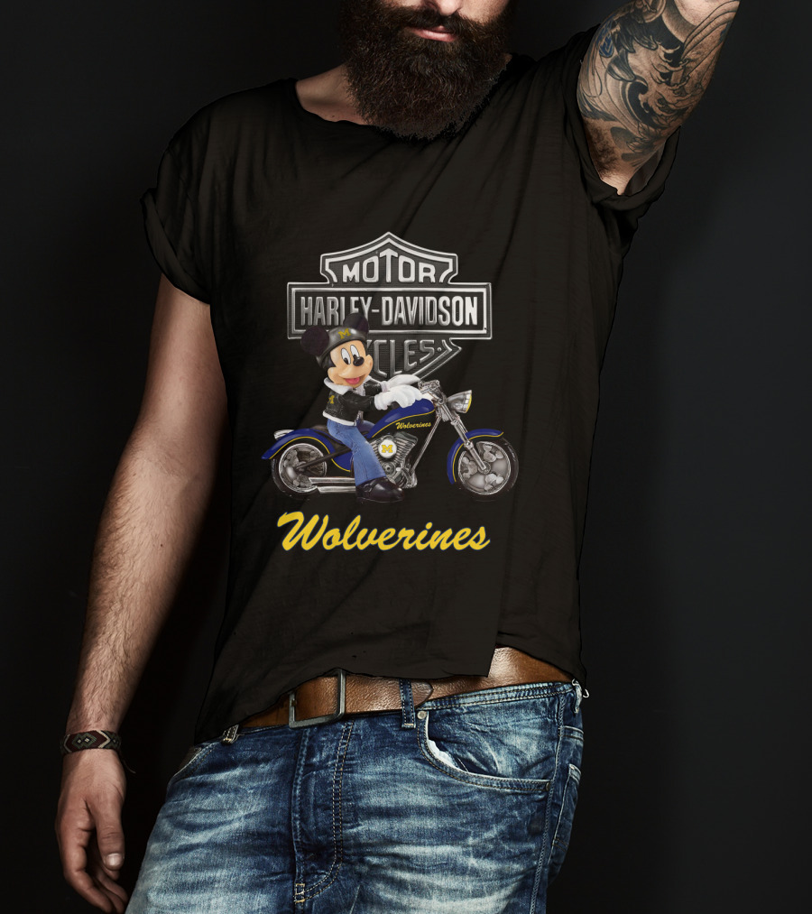 Motor Harley Davidson Cycles Wolverines Michigan Motorcycle Character T-Shirt