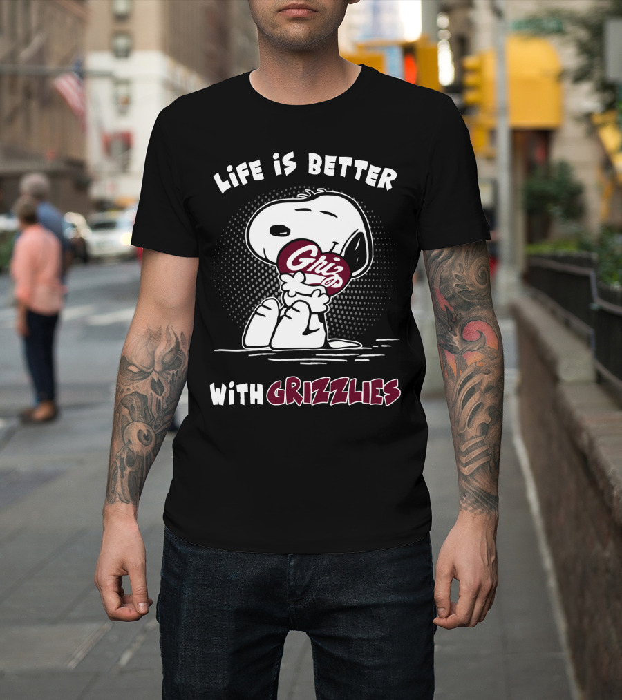 Life is Better with Grizzlies Snoopy Hug T-Shirt
