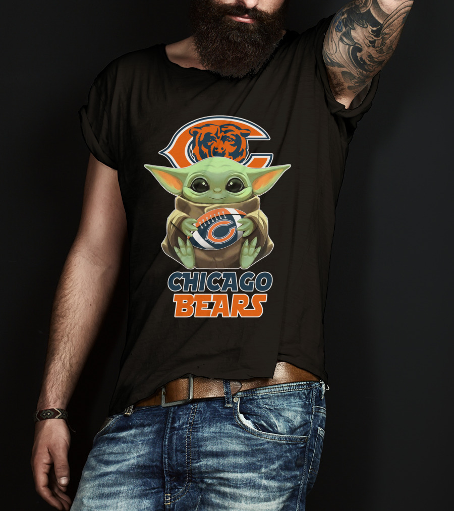 Chicago Bears Grogu Football T-Shirt