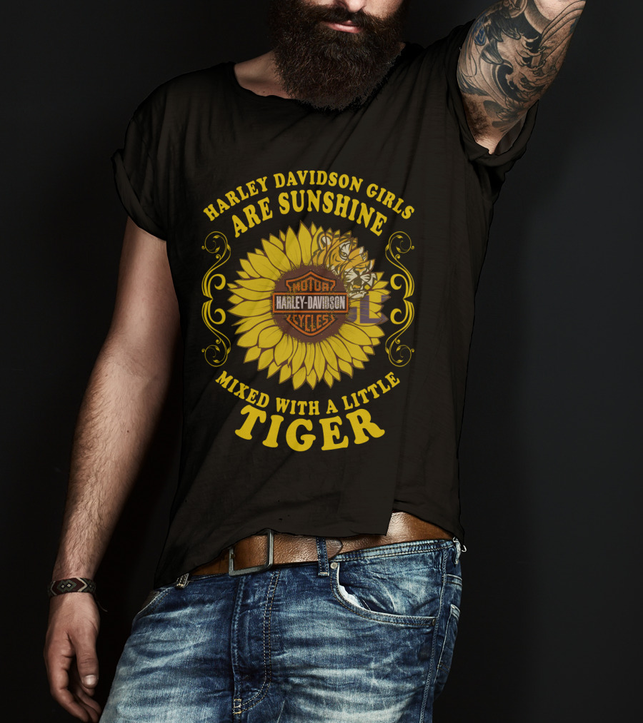 Harley Davidson Girls Are Sunshine Mixed With A Little Tiger T-Shirt