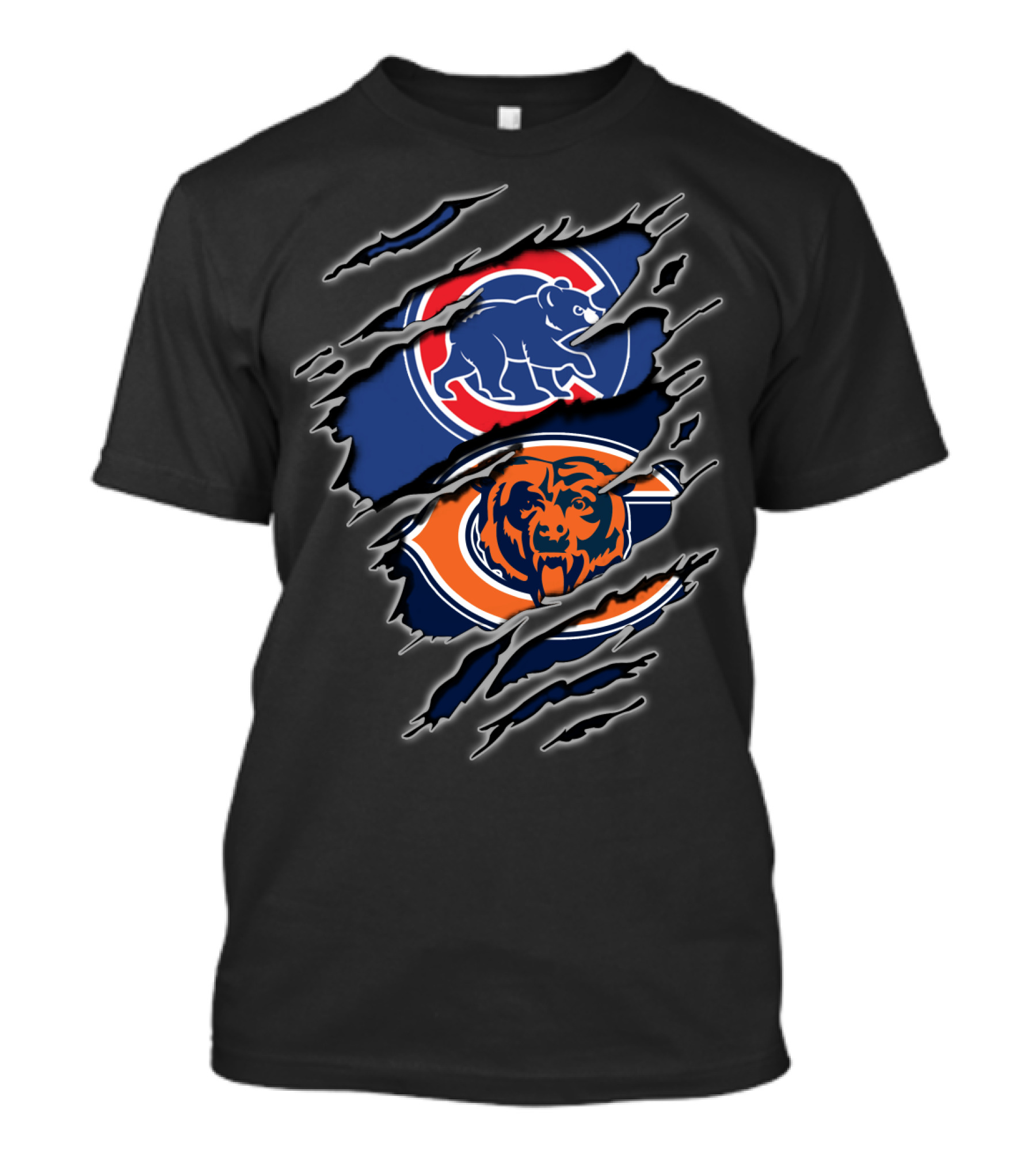 Chicago Bears And Cubs Fan Crossover Claw Marks T-Shirt