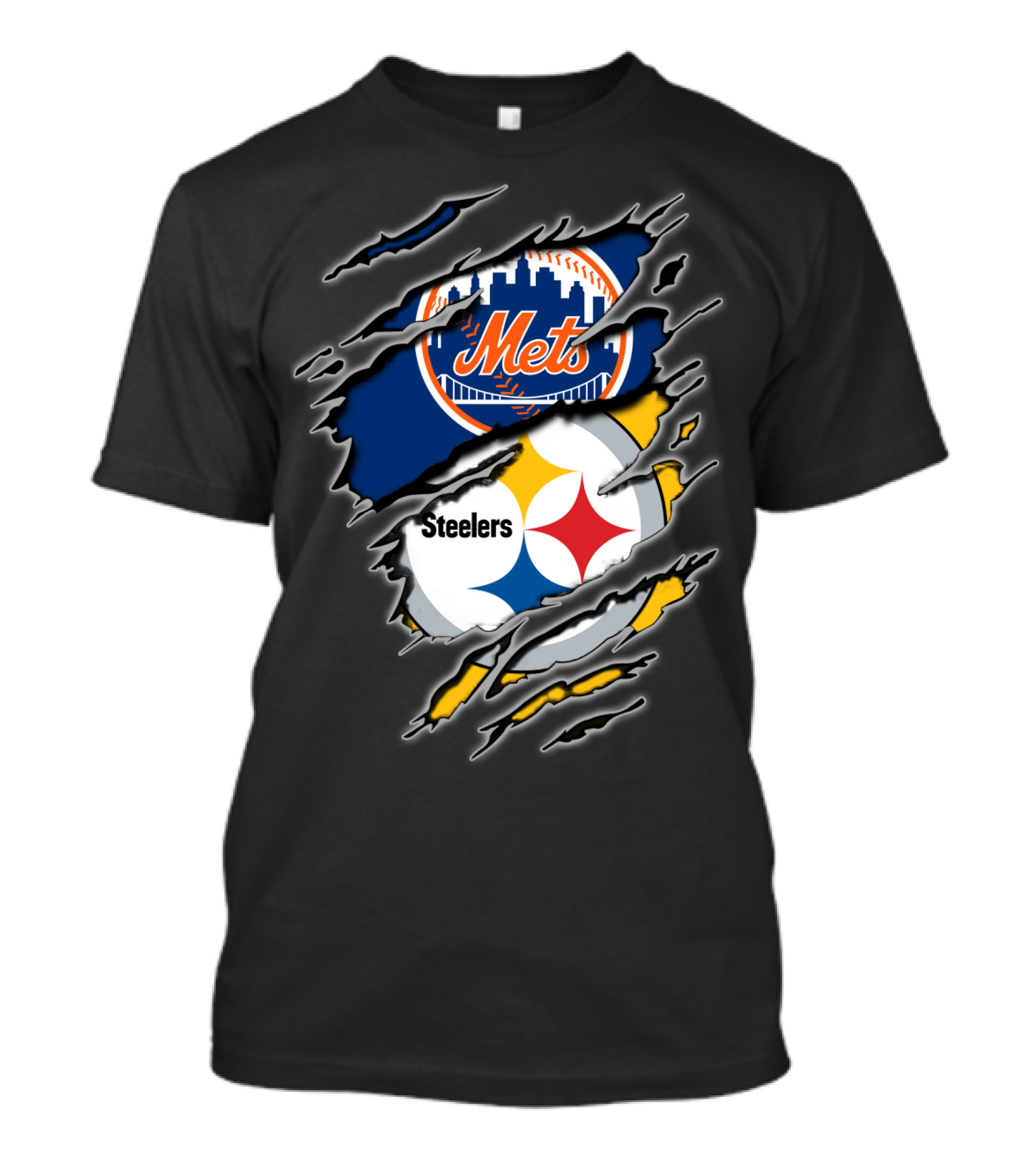 Mets Steelers Fan Crossover Logo T-Shirt