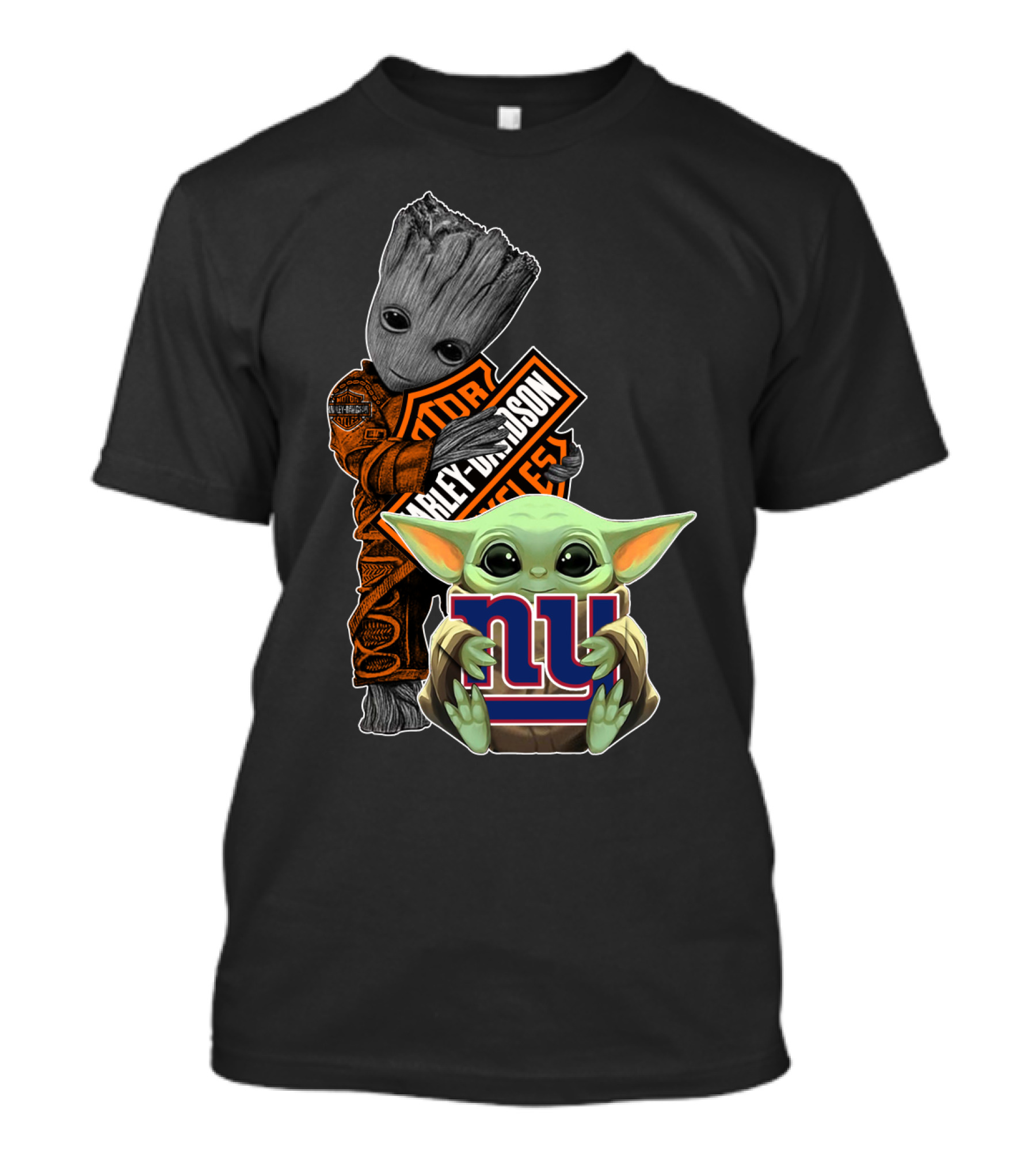 Harley Davidson Groot With Baby Yoda New York Giants T-Shirt
