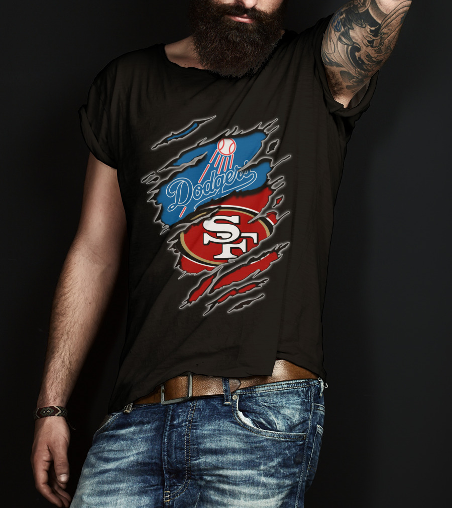 Dodgers Sf Football Baseball Fan Crossover T-Shirt