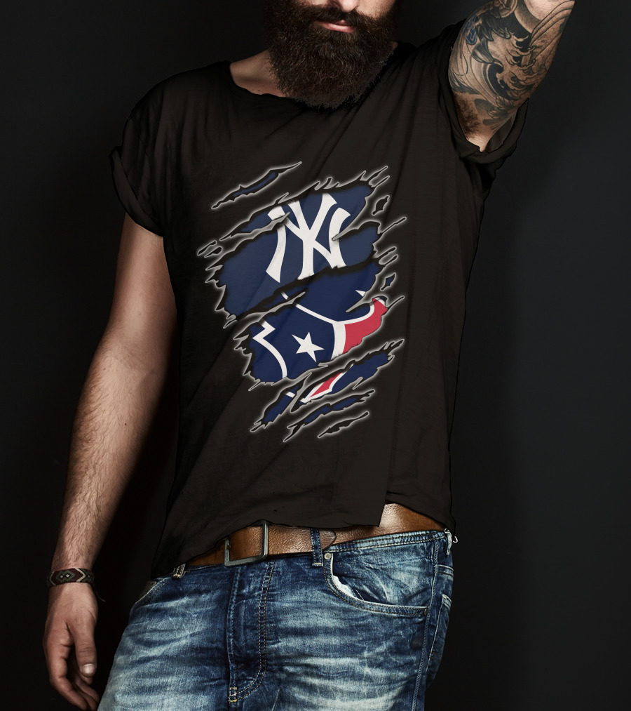 New York Yankees Houston Texans Fans T-Shirt