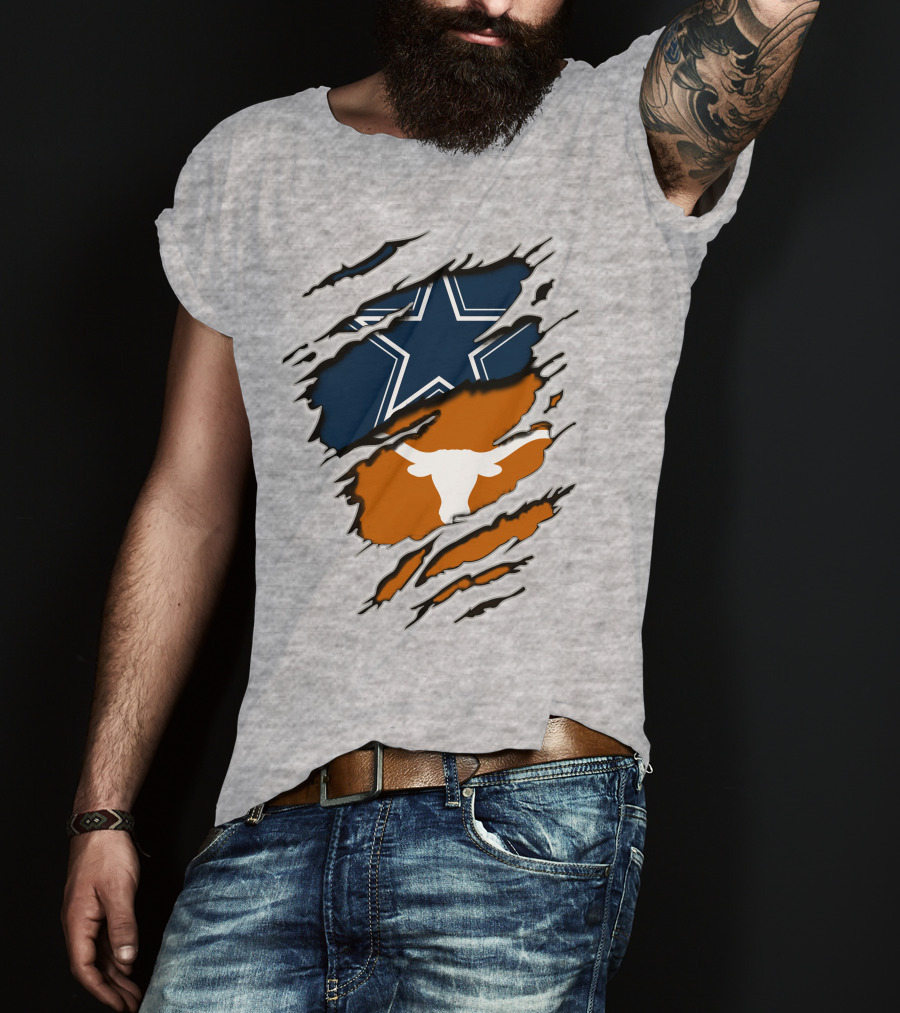 Cowboys Longhorns Star And Bull Texas Pride T-Shirt