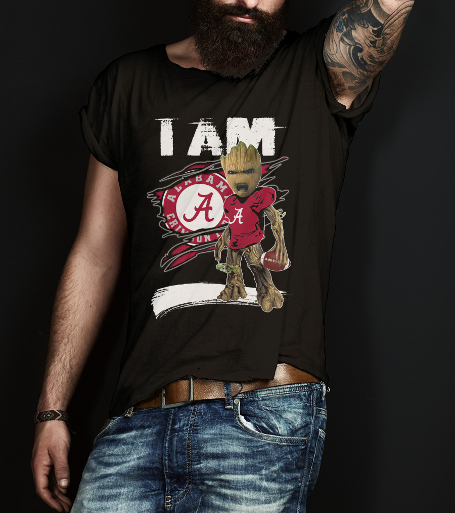 I Am Alabama Crimson Tide Football Fan Groot T-Shirt