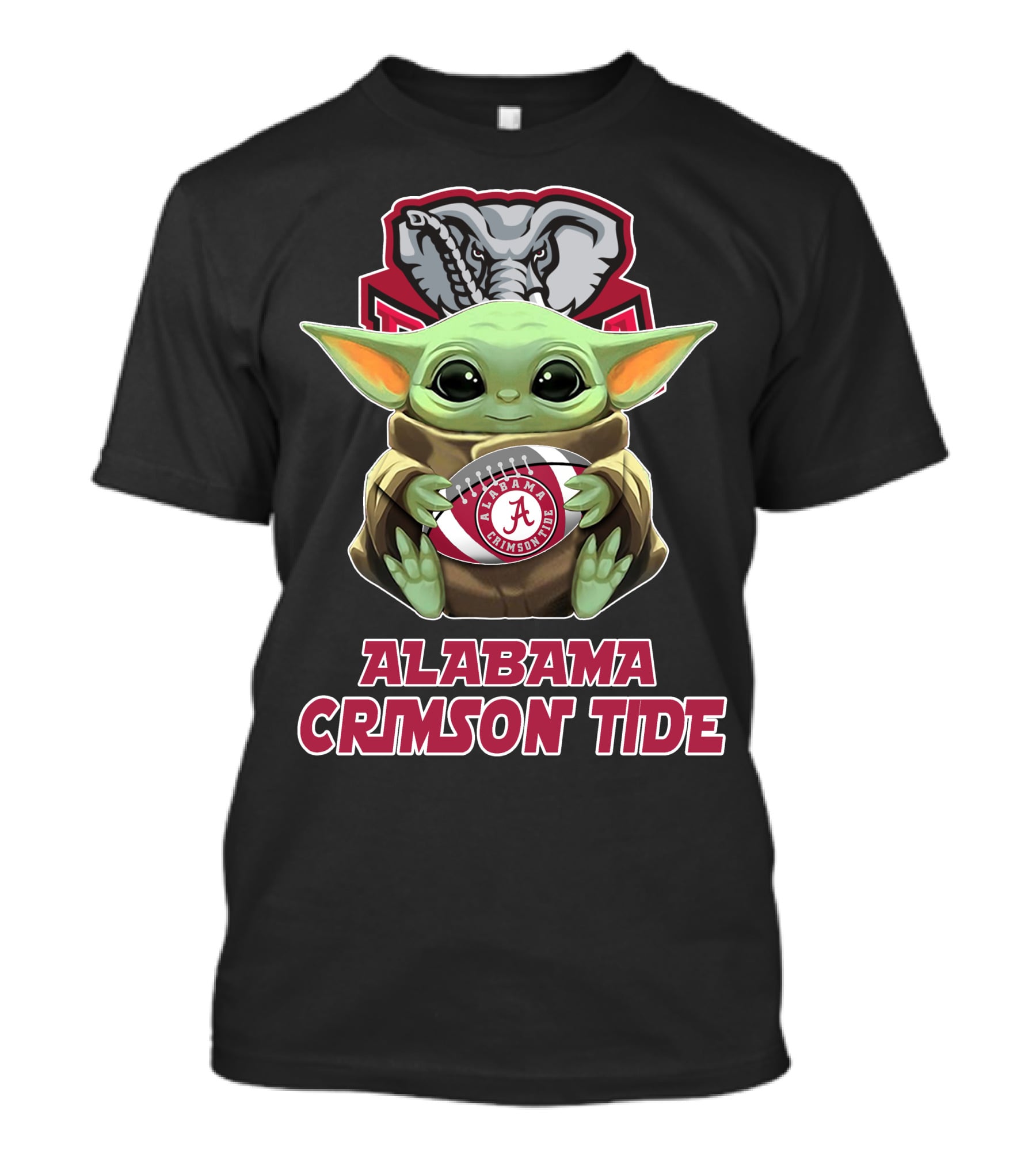 Alabama Crimson Tide Baby Yoda Holding Football T-Shirt