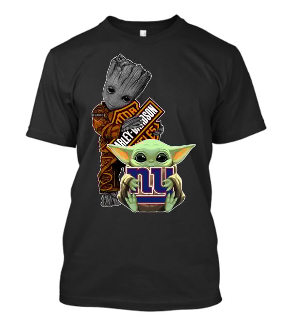 Groot Harley Davidson Baby Yoda New York Giants Icons T-Shirt