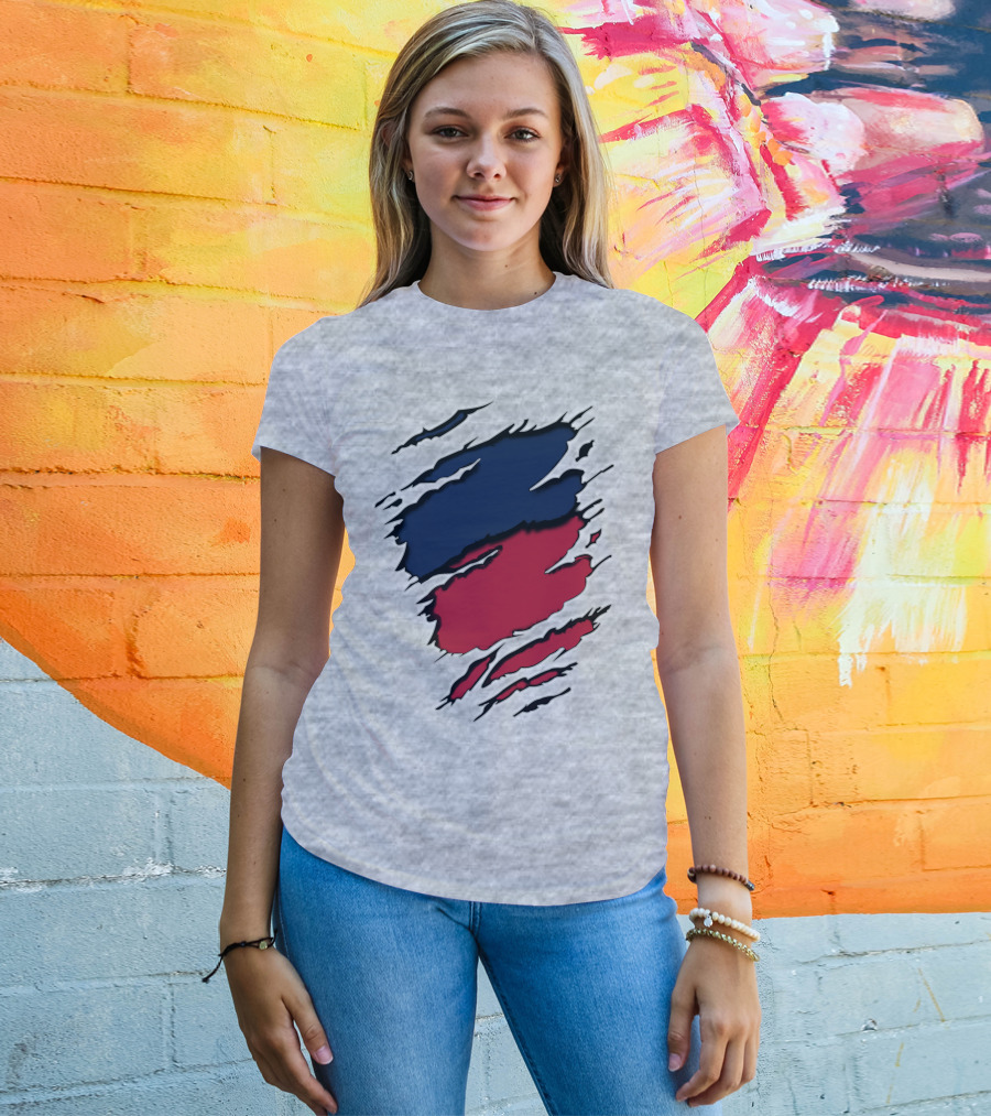 Yan Gia Blue And Red Claw Marks T-Shirt