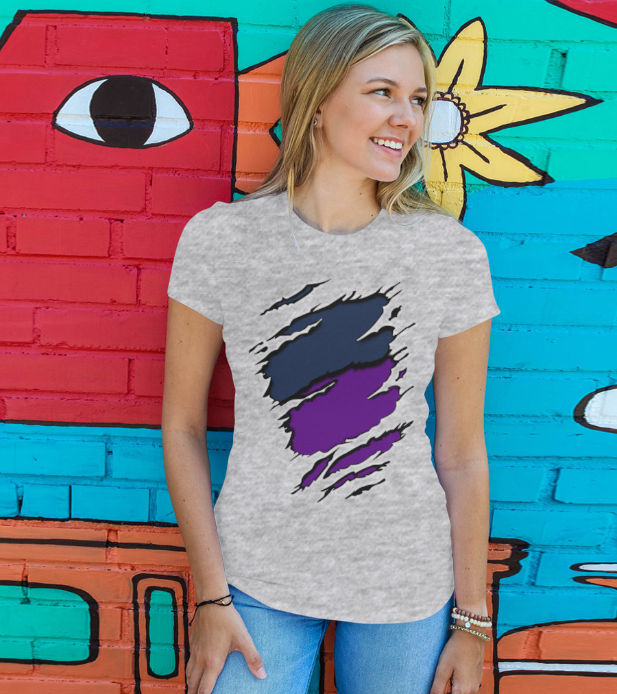 Yan Vik Blue And Purple Claw Marks T-Shirt