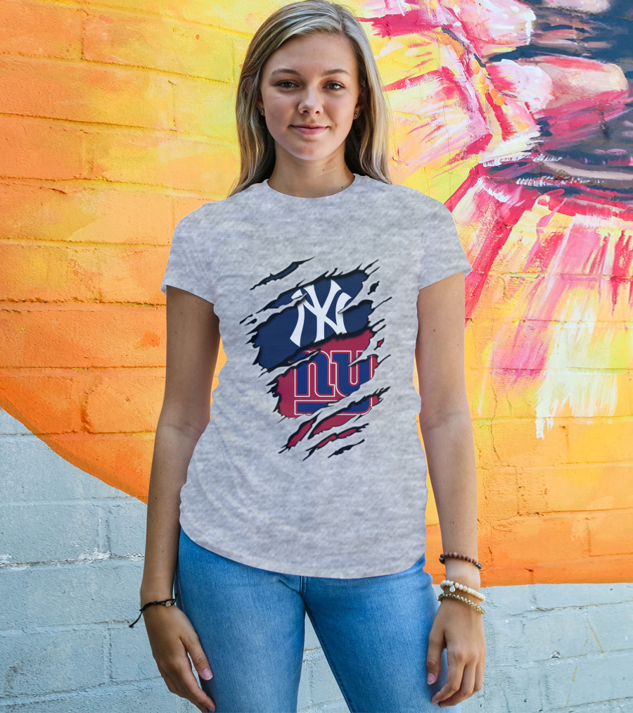Yankees Giants Dual Team Logo Sports T-Shirt