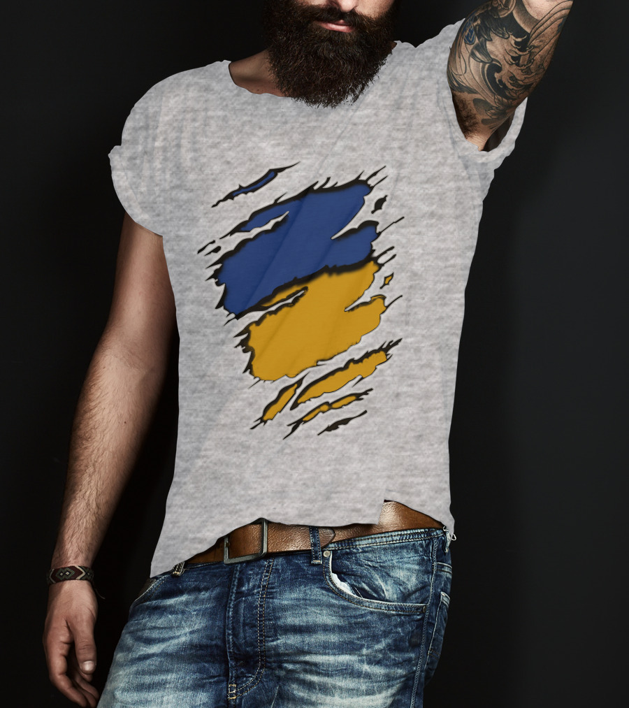 Pack Cus Blue And Yellow Ripped Claw Marks T-Shirt