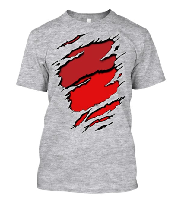 Chie-Car Red Ripped Claw Marks T-Shirt