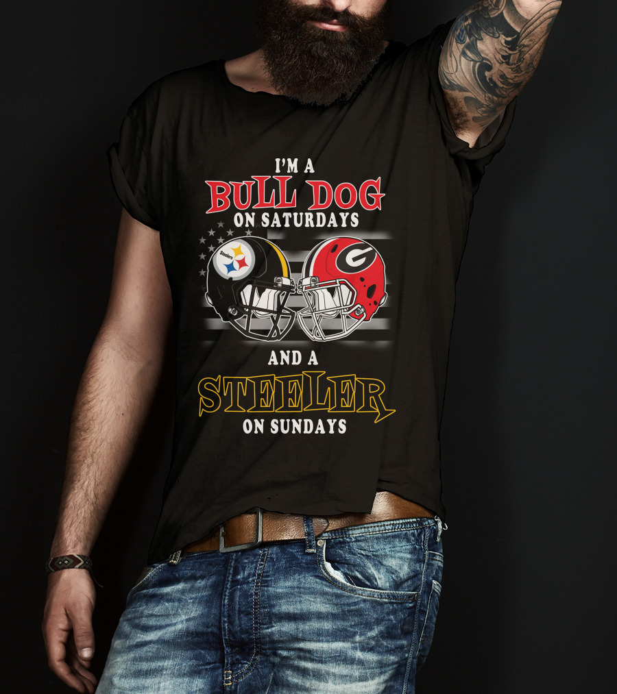 I'm A Bull Dog On Saturdays And A Steeler On Sundays T-Shirt