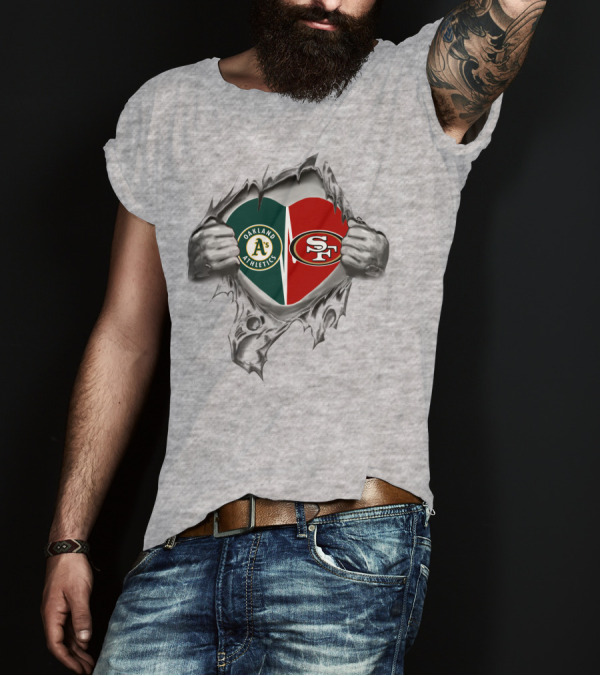 Oakland Athletics San Francisco 49Ers Heart T-Shirt