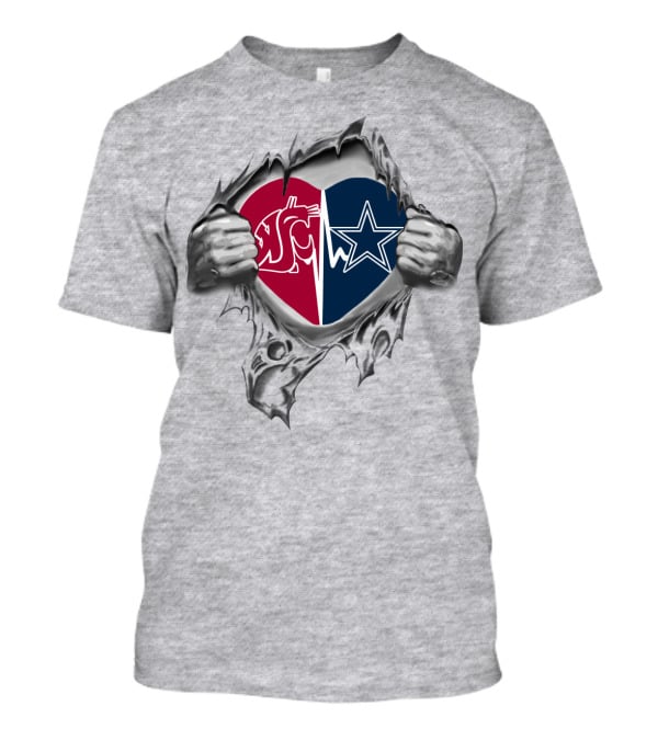 Cowboys Washington State Cougars Heart Torn T-Shirt
