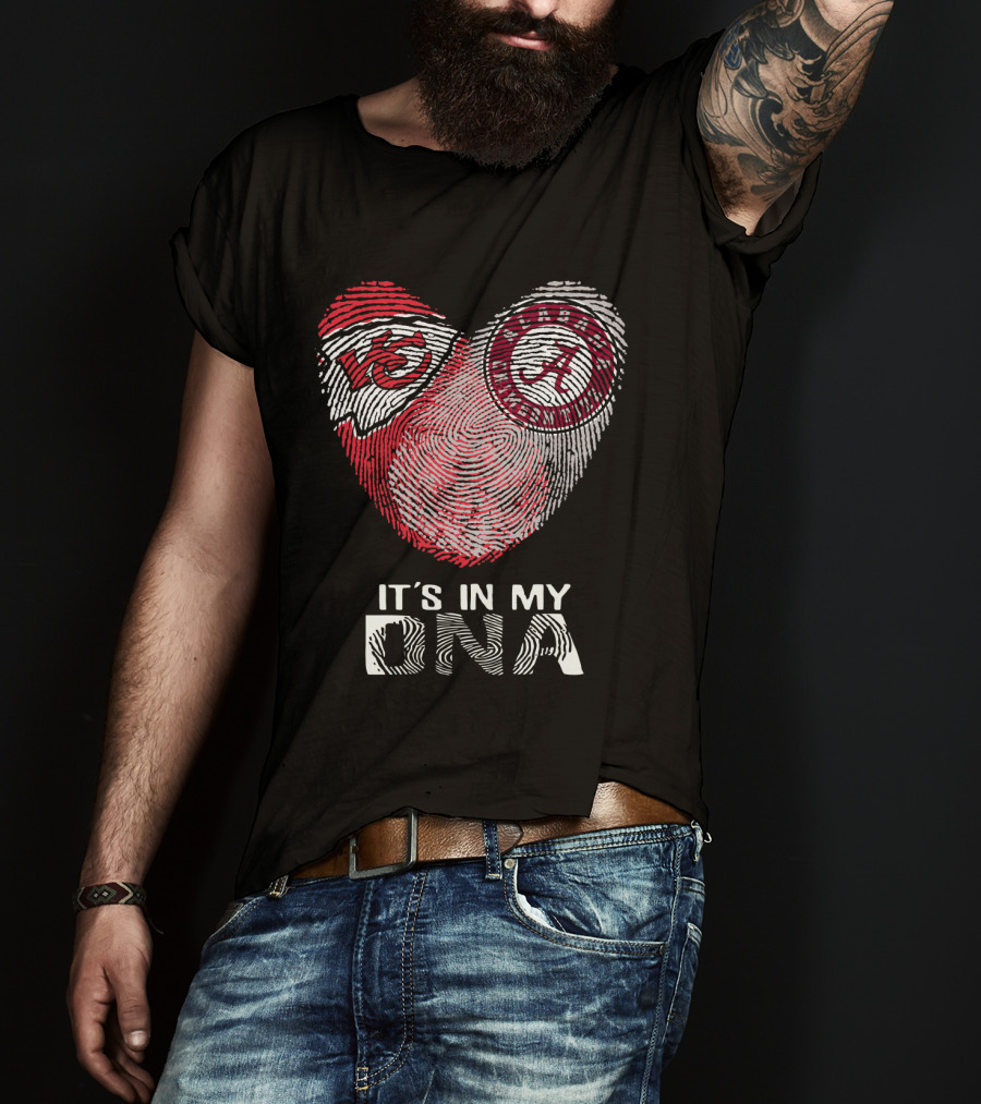 Chiefs Alabama It's In My Dna Fingerprint Heart T-Shirt