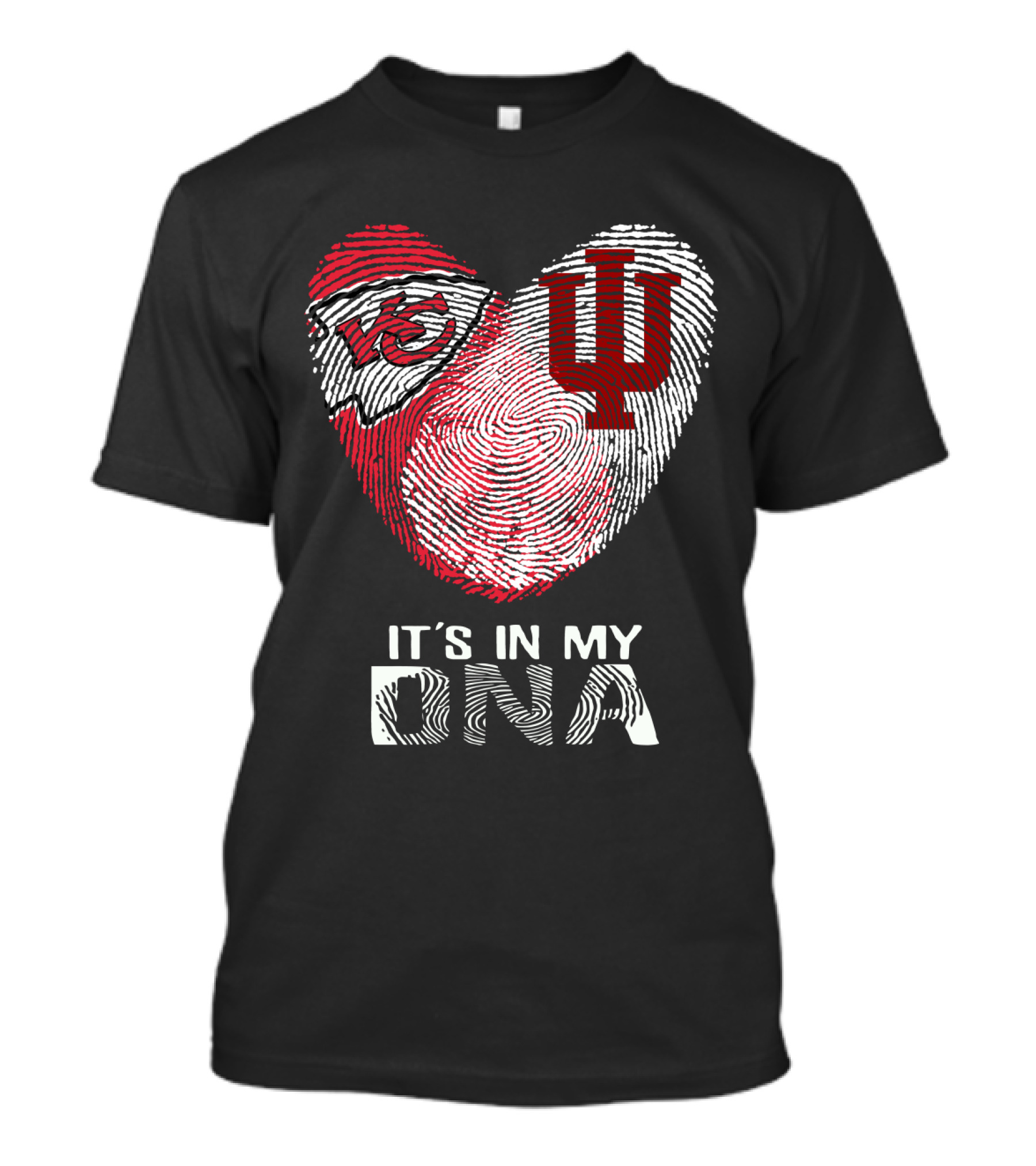 Chiefs Hoosiers It's In My DNA Heart Fingerprint T-Shirt