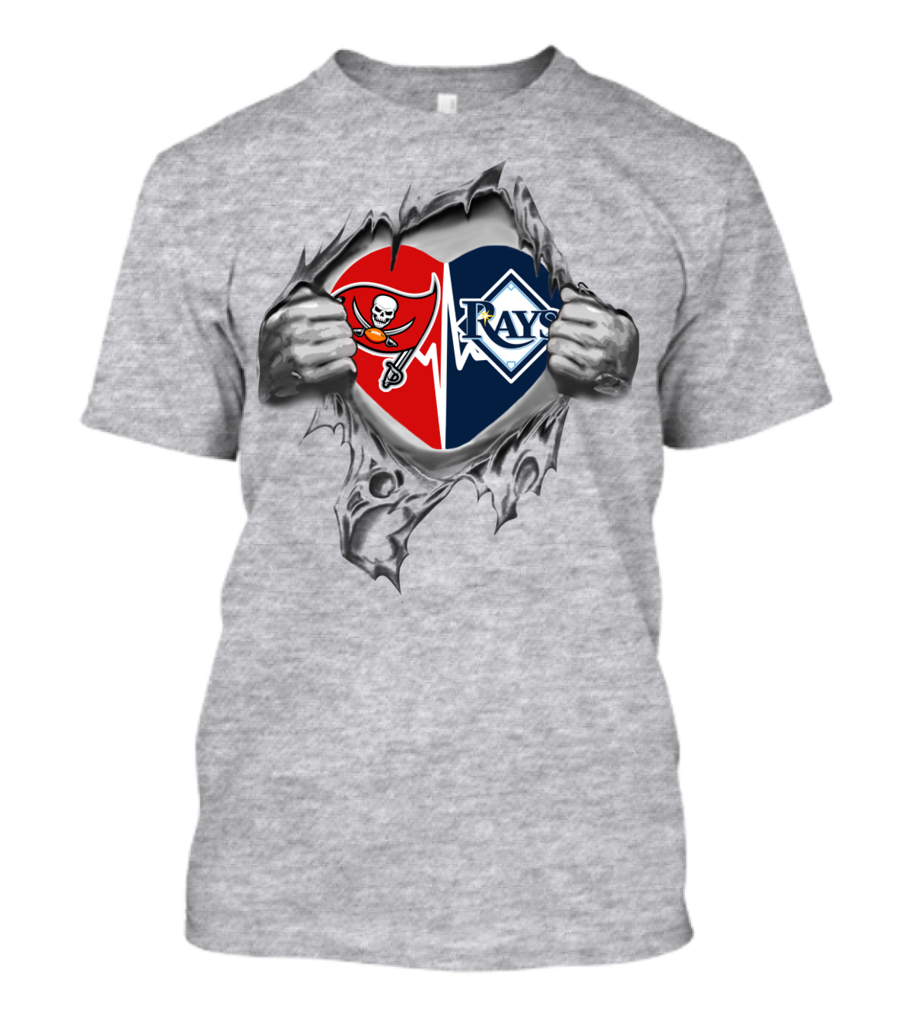 Buccaneers Rays Heart Logo Peel T-Shirt
