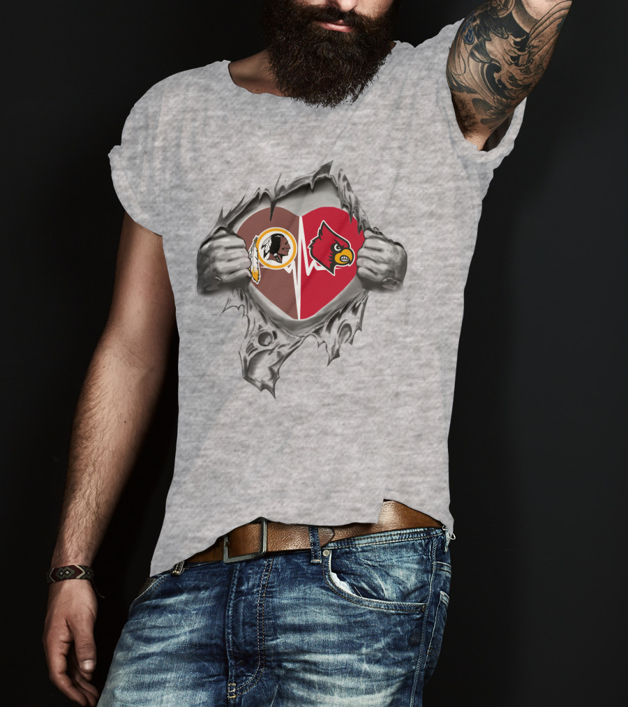 Redskins Cardinals Heart Torn Football Fan Loyalty T-Shirt