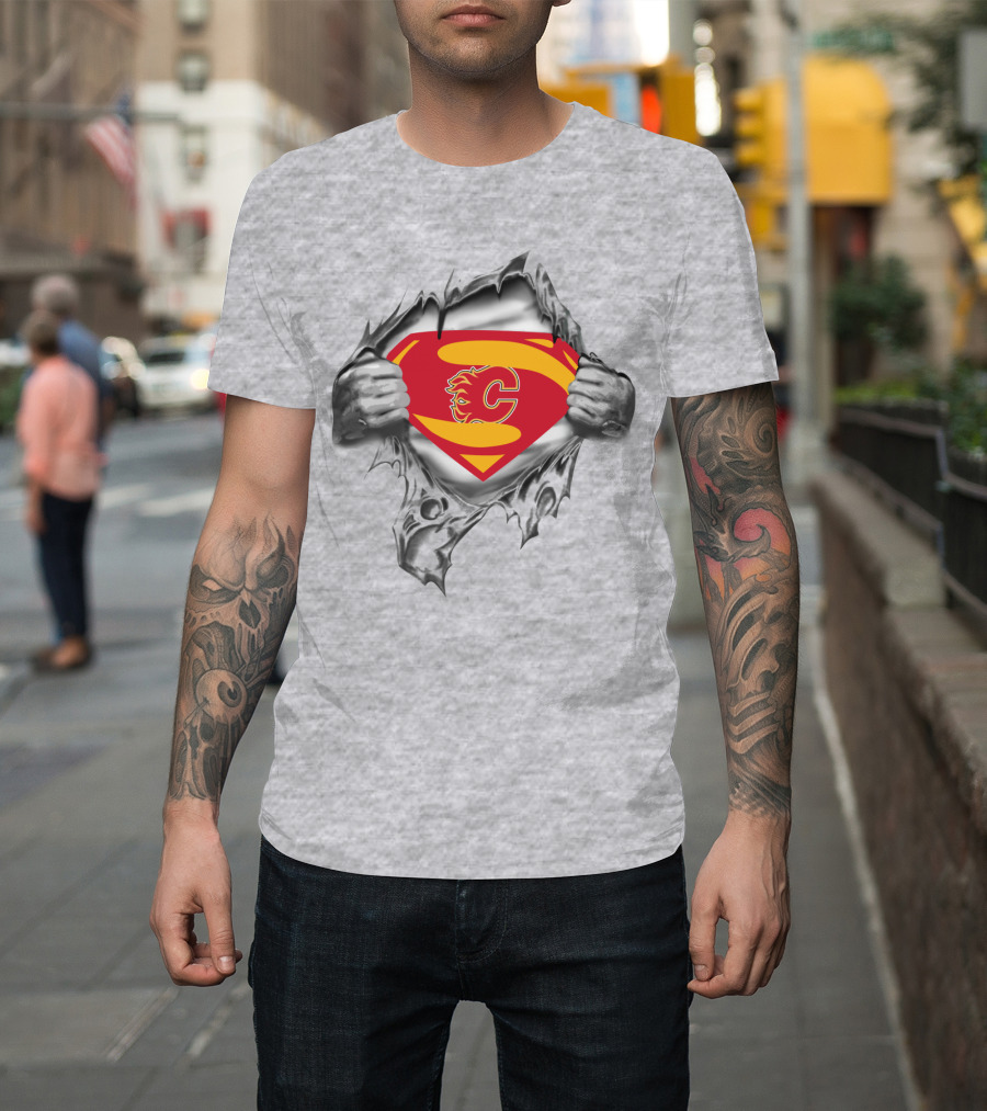 Calgary Flames Superman Logo Mashup T-Shirt