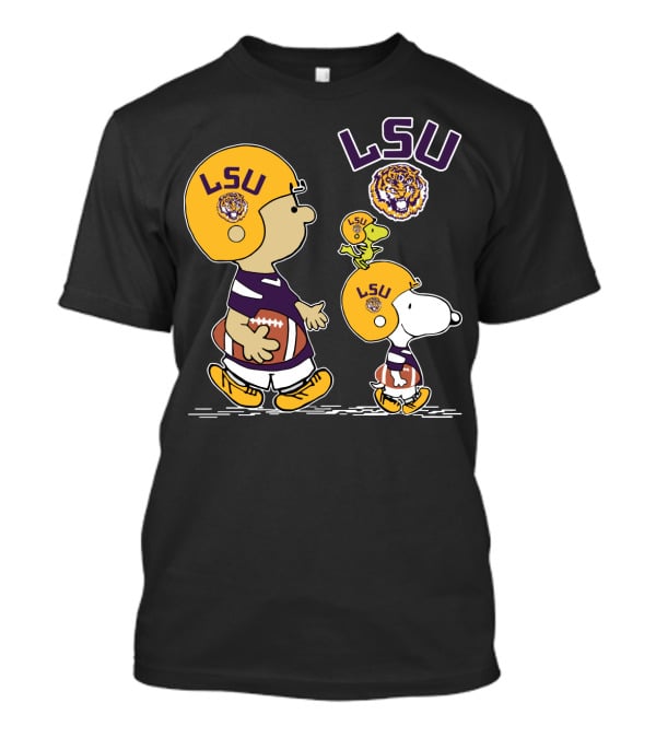 LSU Tigers Peanuts Characters Football Helmets T-Shirt