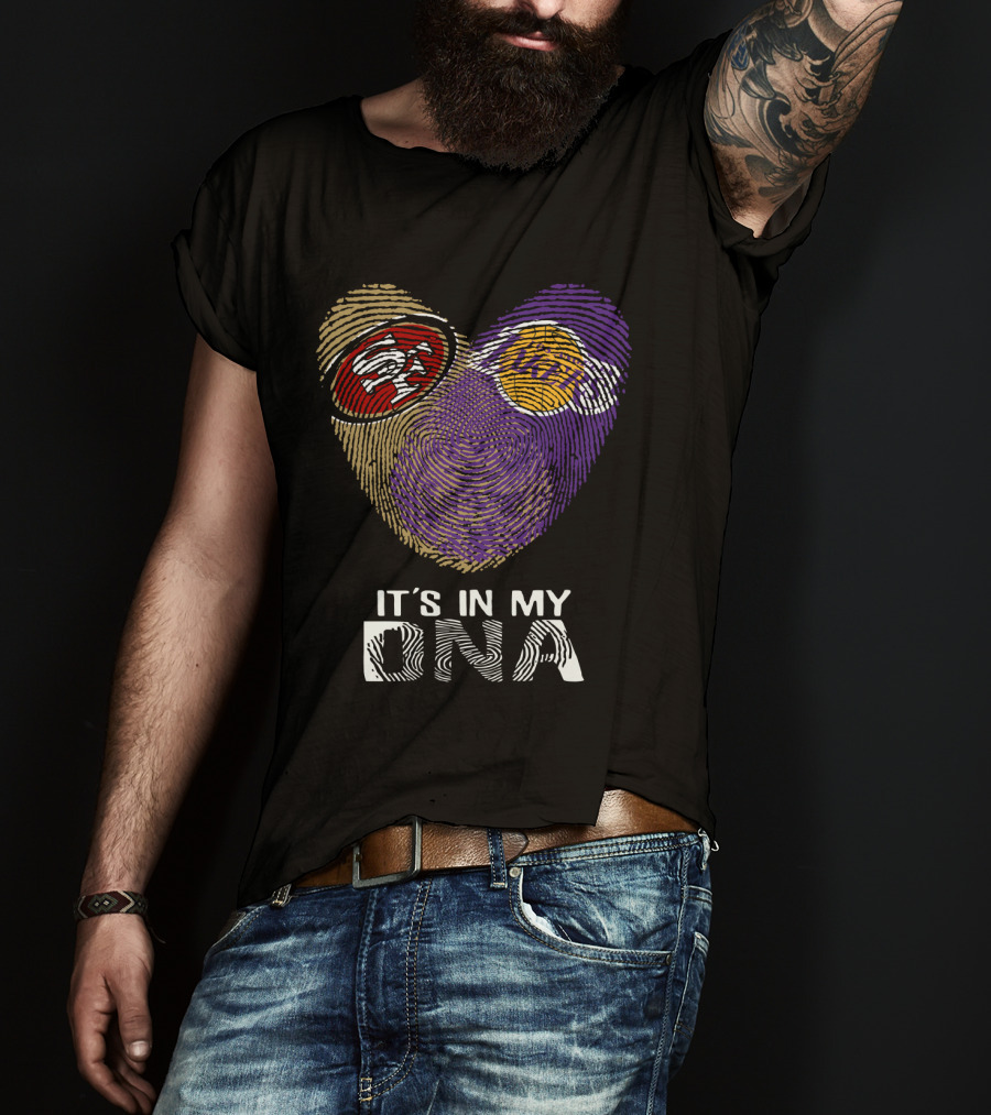 49ers Lakers It's In My DNA Fingerprint Heart T-Shirt