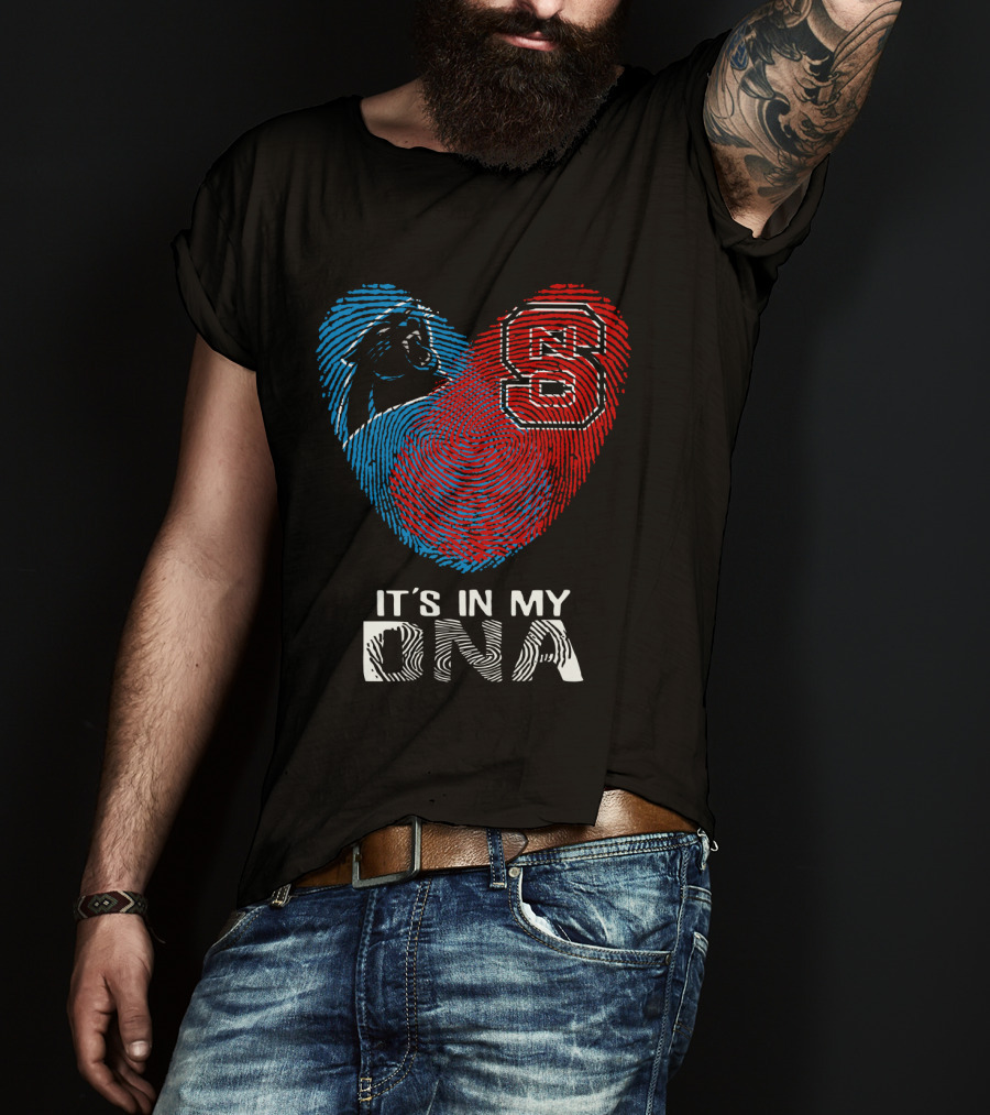 Panthers NC State It's In My DNA Fingerprint Heart T-Shirt