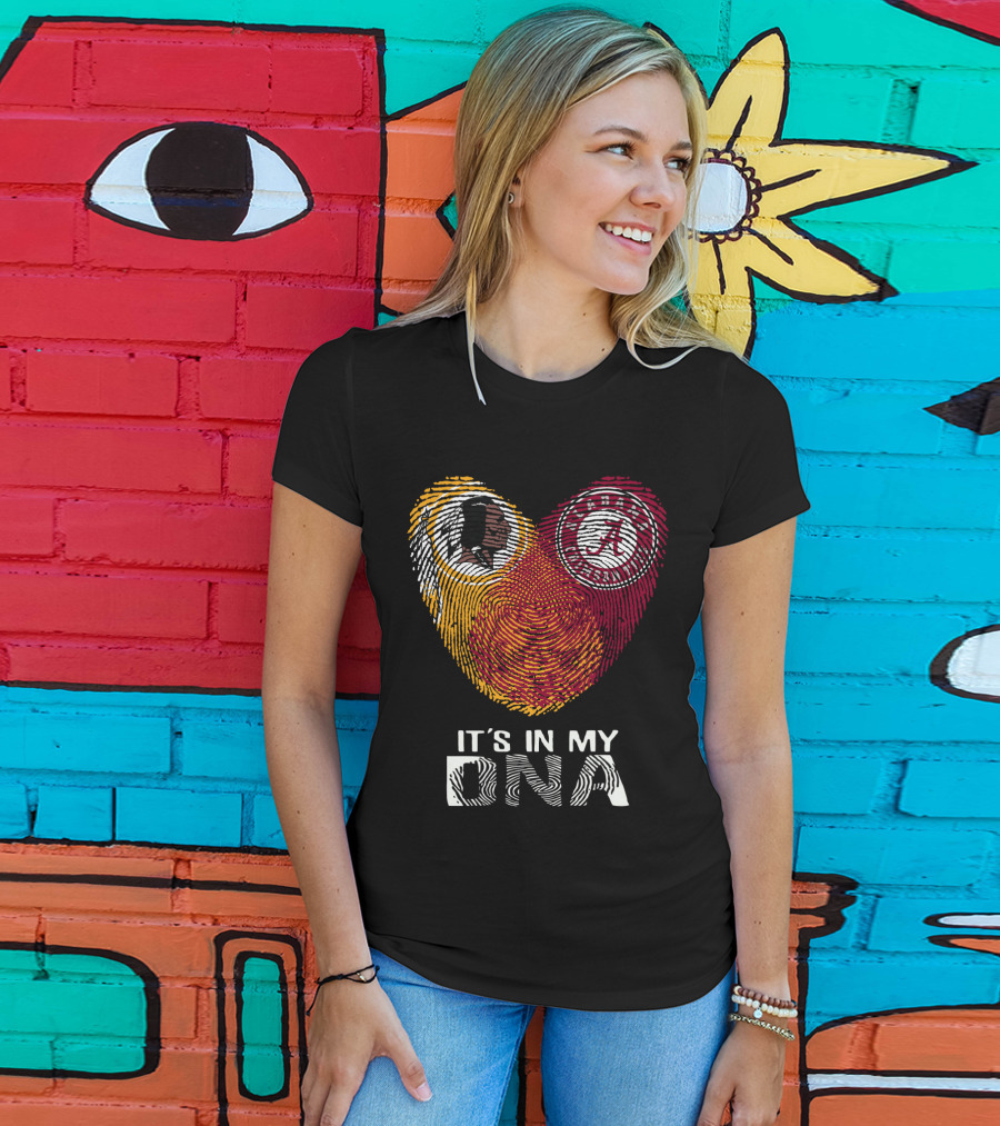 Redskins Crimson Tide It's In My Dna Fingerprint Heart T-Shirt