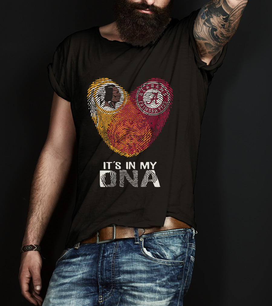 Redskins Crimson Tide It's In My Dna Fingerprint Heart T-Shirt