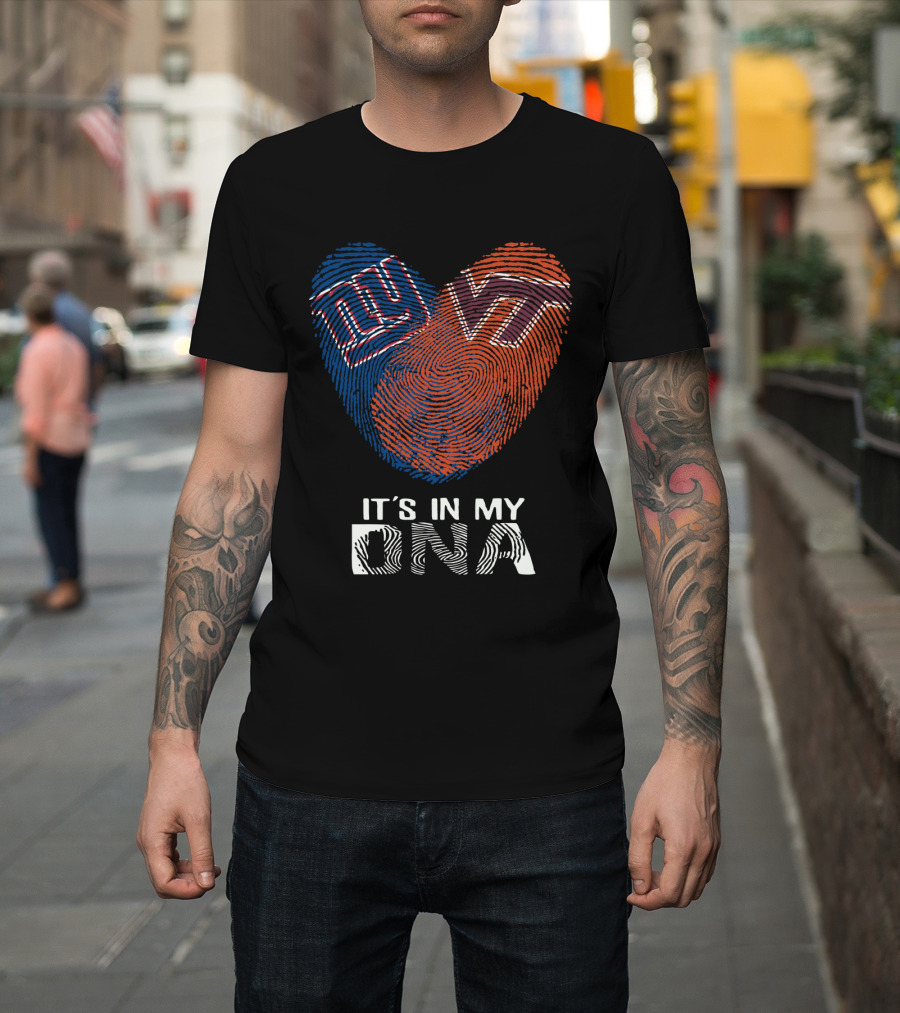 Giants VT It's In My DNA Fingerprint Heart T-Shirt