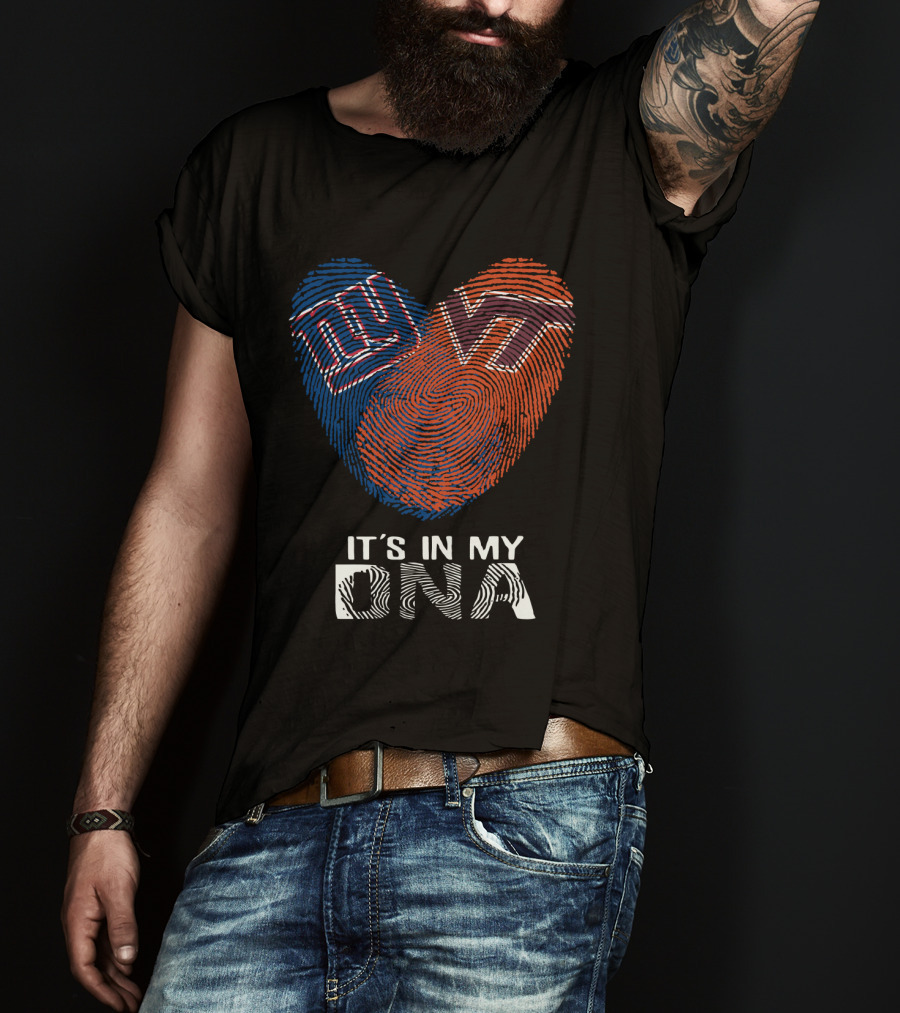 Giants VT It's In My DNA Fingerprint Heart T-Shirt