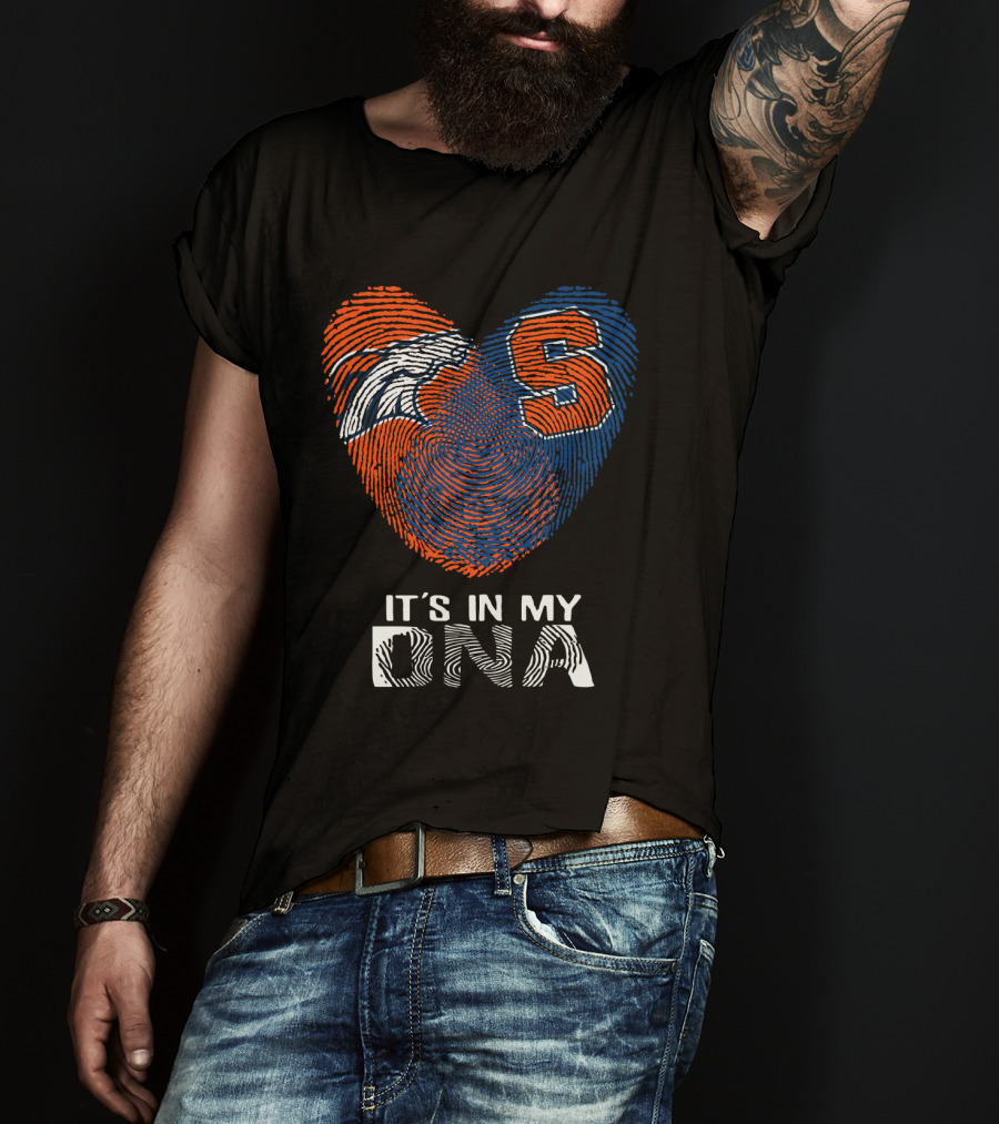 Broncos Syracuse Fingerprint Heart It's In My DNA T-Shirt