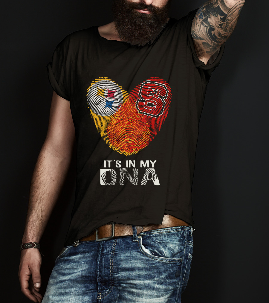 Steelers NC St It's In My DNA Fingerprint Heart T-Shirt