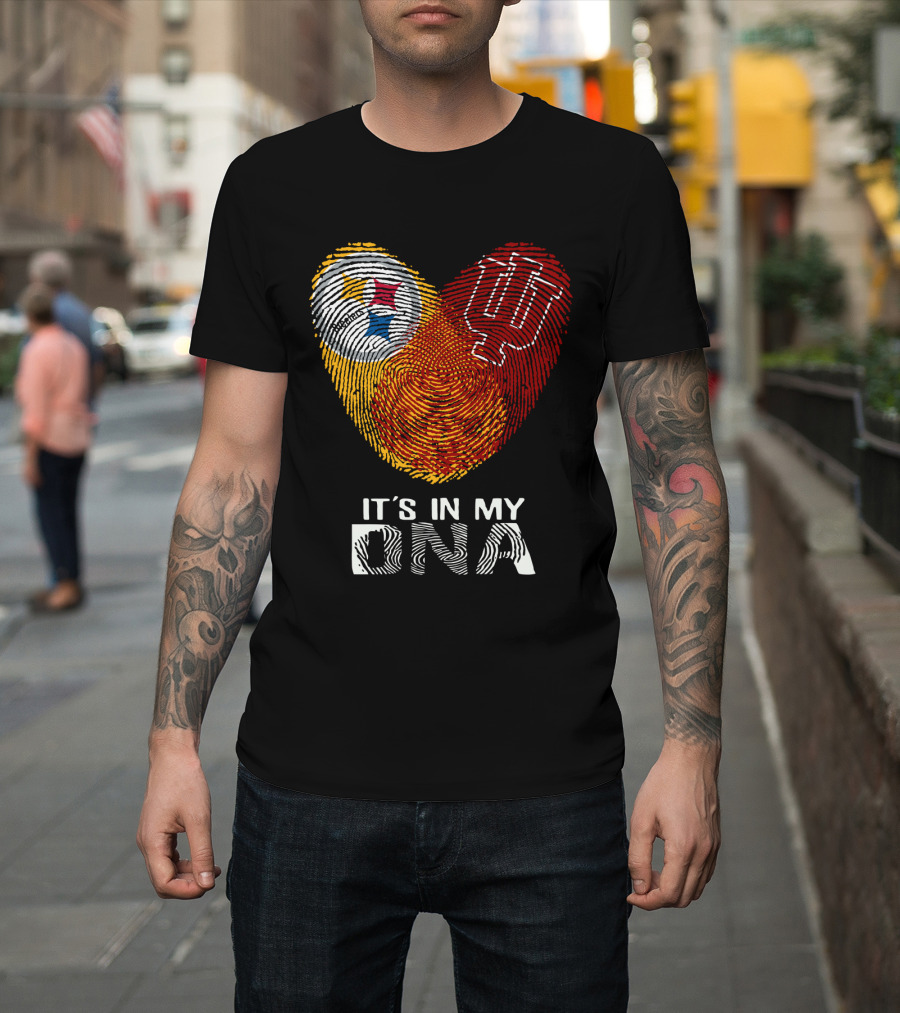 Steelers Indiana Hoosiers It's In My DNA Fingerprint Heart T-Shirt
