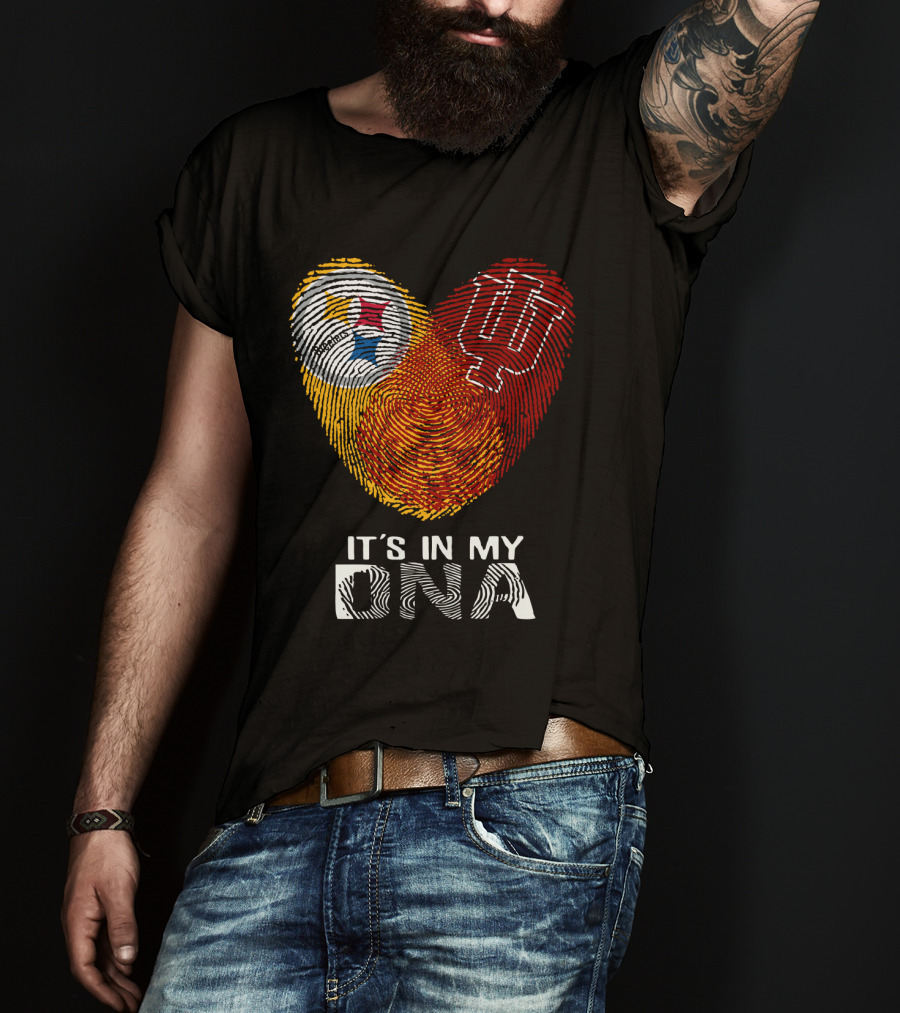 Steelers Indiana Hoosiers It's In My DNA Fingerprint Heart T-Shirt